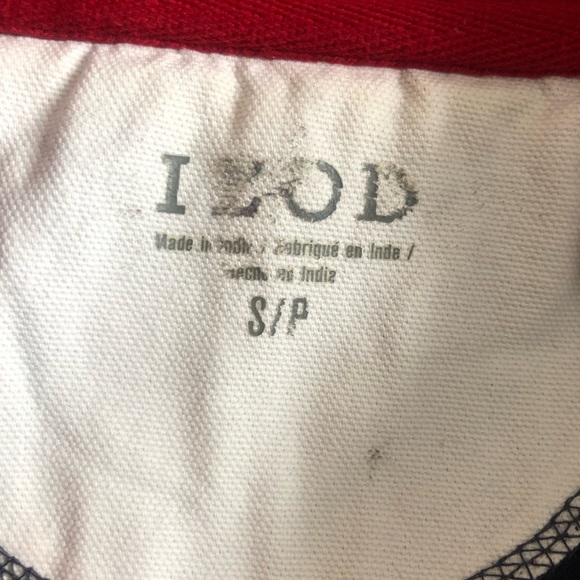 Vintage Izod Navy and Red Striped Rugby Shirt Sweater Small - Picture 8 of 9